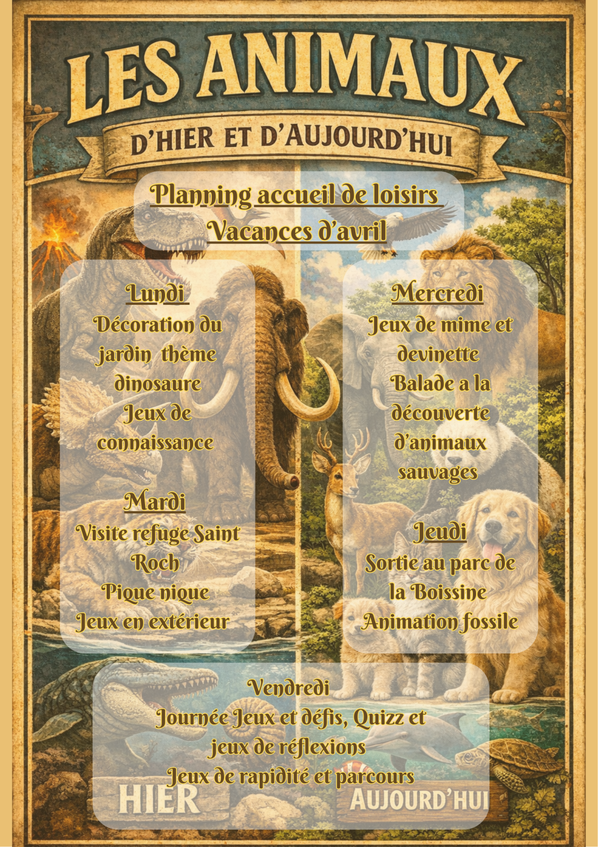 Programme vacances d'avril 2026